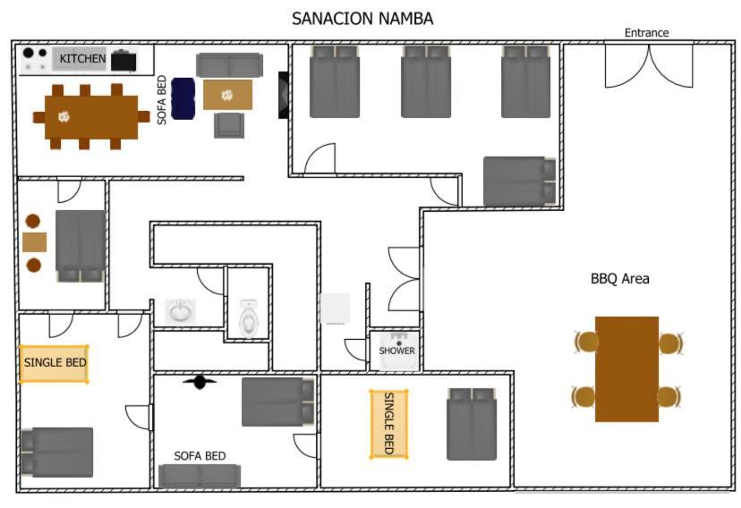 Sanacion Namba 難波千日前の5Ldk120平米 駅徒歩2分 広々バルコニーでバーベキューも可能 Apartment Осака Екстериор снимка